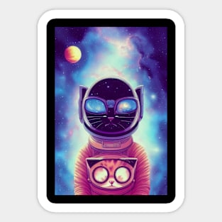 Funny Astronaut Cat in Space Sticker